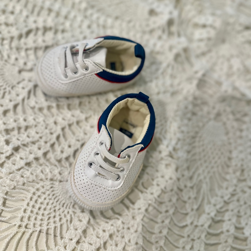Carter's White and Navy Baby Sneakers